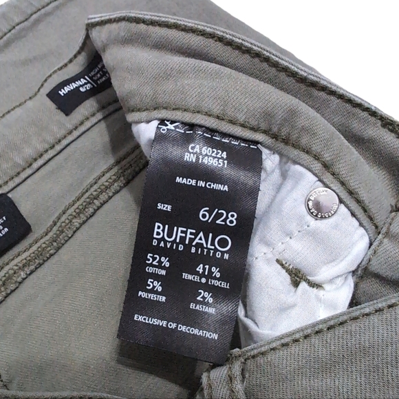 💀 Buffalo David Bitton Olive Army Green Havana Skinny Jeans size 6 - Picture 3 of 6